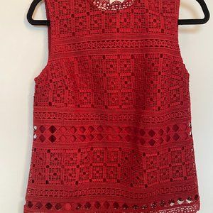 Anthropologie Eyelet Top - Garnet Red